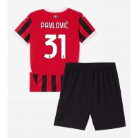 AC Milan Strahinja Pavlovic #31 Heimtrikotsatz Kinder 2024-25 Kurzarm (+ Kurze Hosen)